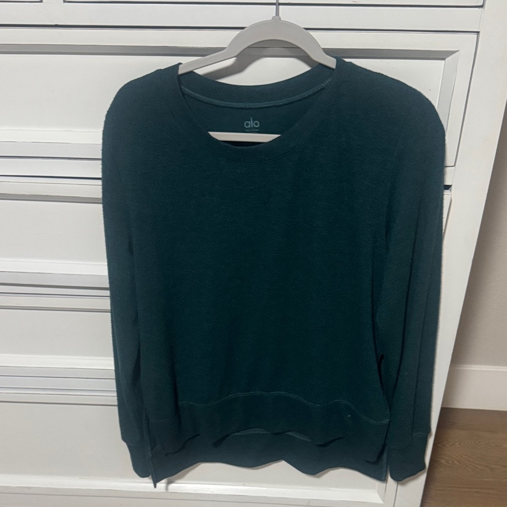 ALO Yoga Women's Teal Crew Neck Sweater